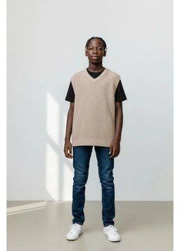 Комплект дитячий H&M футболка, жилет 146-152 бежевий_чорний НМ 8532 49453 фото