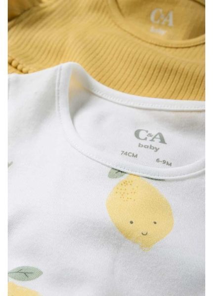 Боді дитячі C&A 2 шт. 68 білий_темно-жовтий А 34235 36098 фото