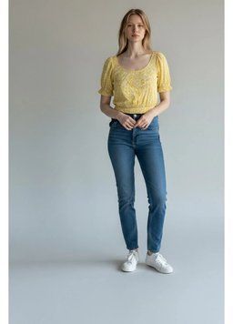 Блуза жіноча H&M з віскози з пишними рукавами EUR 34 жовтий квітковий принт НМ 8674 49641 фото