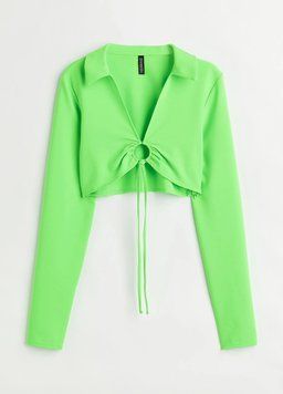 Топ H&M укорочений з довгими рукавами EUR 32 зелений неон НМ 6486 46829 фото